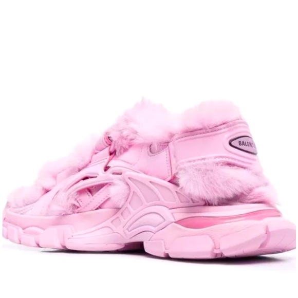 BALENCIAGA Track Faux Fur Sneakers Sandals Pink Size 38/8 - Picture 1 of 9